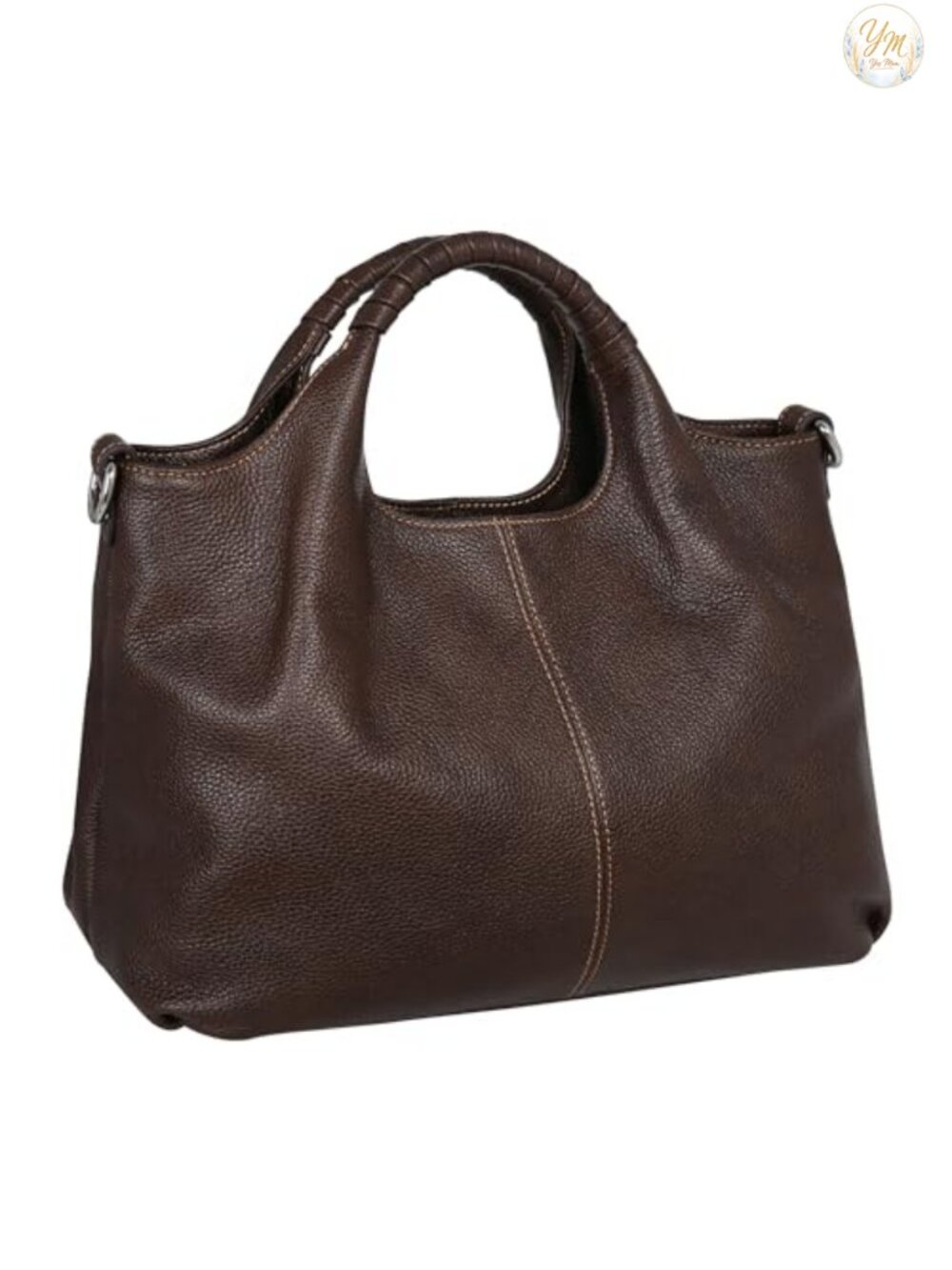 Genuine Leather Satchel Bag Handbag with Top Handles & Crossbody Strap